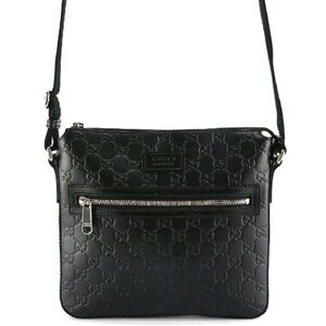 Gucci Guccissima Black Embossed GG Leather Crossbody Bag